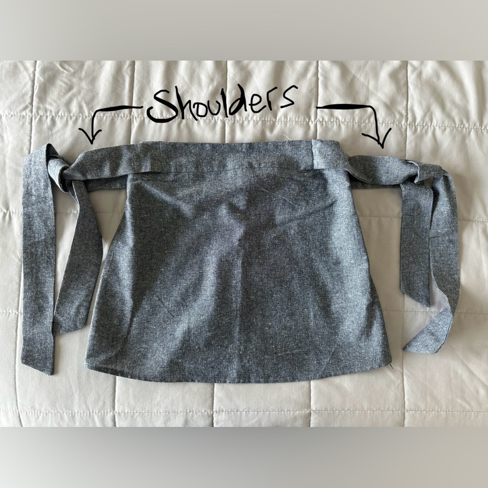 Lulu’s blue cotton linen crop top off the shoulder tie ups XS